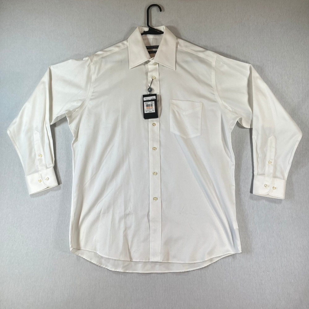 NEW Forsyth of Canada Dress Shirt Mens 15.5 32/33 White Wrinkle Free Cotton NWT
